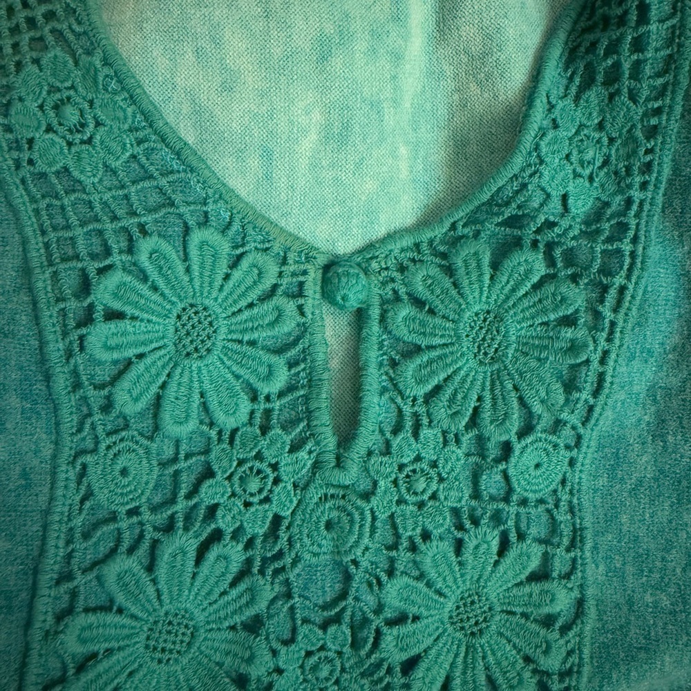 Aryeh Boho Embroidered Floral Knit Small Dress Cottagecore Folk Art Whimsy - Picture 5 of 6